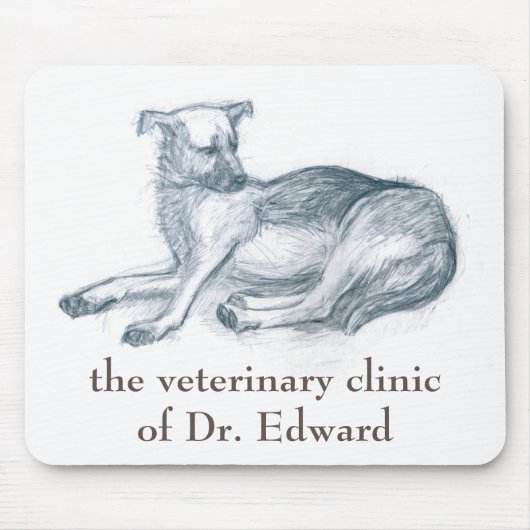 ドッグ.鉛筆スケッチ。 マウスパッド (正面)