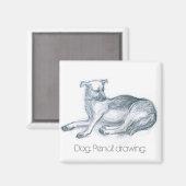 ドッグ.鉛筆スケッチ。 マグネット (正面/裏面)