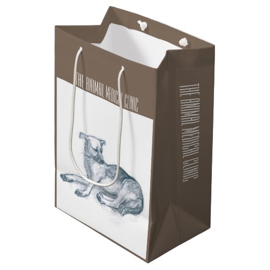 ドッグ.鉛筆スケッチ。 ミディアムペーパーバッグ (正面アングル)