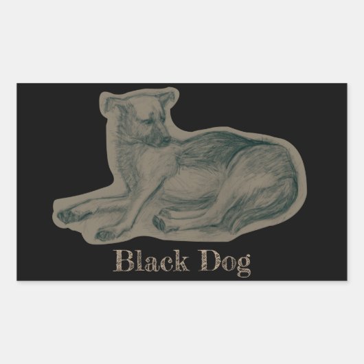 ドッグ.鉛筆スケッチ。 長方形シール (正面)