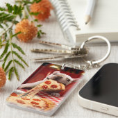 ドッグ·食べ物·ピザ·スライス キーホルダー (正面右)