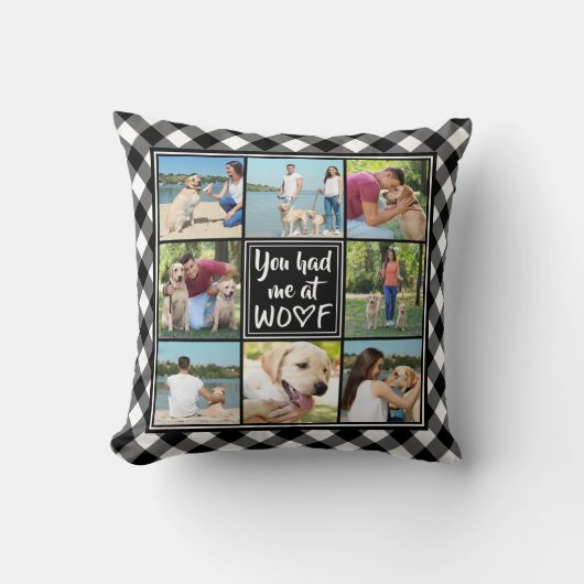 ドッグ | WOOFに来た | 8枚の写真バッファローチェック クッション (正面)