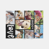 ドッグLOVE 8フォトコラージュポープリントカスタム フリースブランケット (正面(横))