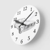 ドッジコロネットマッスルカーイラストレーションウォールクロック ラウンド壁時計 (傾斜)