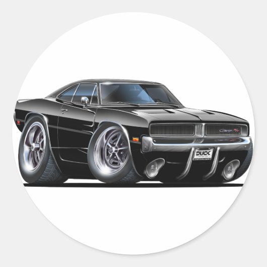 ドッジチャージャーブラックカー ラウンドシール (正面)