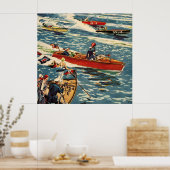 ドッジモータースピードボートヴィンテージアンティーク列海 ポスター (キッチン)