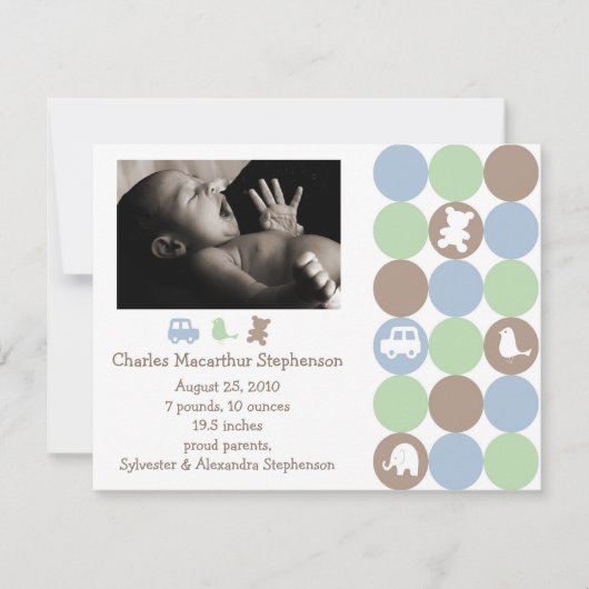 ドッツ アンド シェイプス 誕生発表 案内状 (正面)