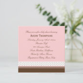 ドッツ&ストライプベビーシャワー招待状-ピンク 招待状 (スタンド正面)