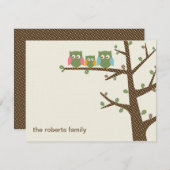 ドッティフクロウの感謝カード 招待状 (正面/裏面)