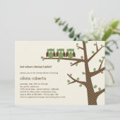 ドッティ・オウルズ・トリプレット・ベイビーシャワーの招待状 招待状 (スタンド正面)