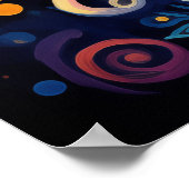 ドッティ・ディライト：虹色の落書きうさぎ ポスター (角)