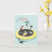 ドッティ・ドッグのトランポリンパーティー　5歳 カード (黄色い花)