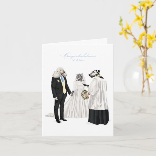 ドッティ・ドッグの結婚式 ウェディングカード カード (黄色い花)