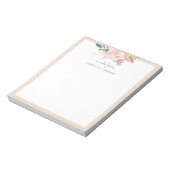 ドットお洒落パターン枠付き水彩牡丹 ノートパッド (回転)