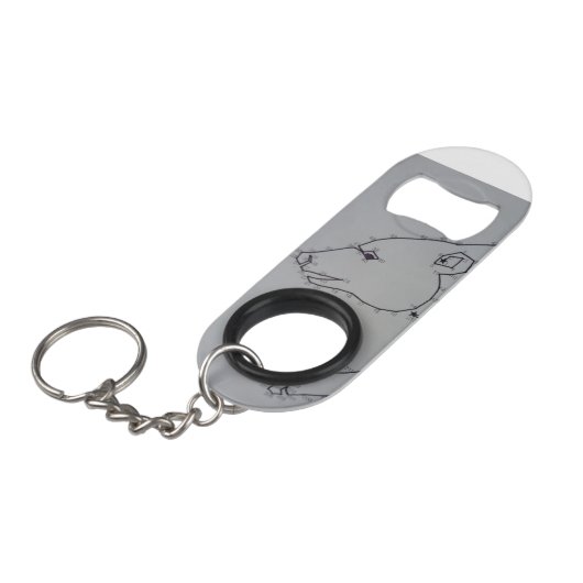 ドットからドットへのホッキョクグマ キーホルダー栓抜き (正面アングル)