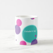 ドットかわいいおもしろいパターンパープルピンクティール(緑がかった色)色名 コーヒーマグカップ (中央)