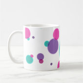ドットかわいいおもしろいパターンパープルピンクティール(緑がかった色)色名 コーヒーマグカップ (左)
