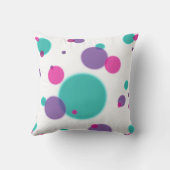 ドットかわいいおもしろいパターンパープルピンクティール(緑がかった色)色 クッション (裏面)