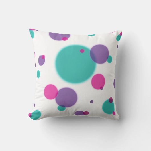 ドットかわいいおもしろいパターンパープルピンクティール(緑がかった色)色 クッション (正面)