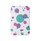 ドットかわいいおもしろいパターンパープルピンクティール（緑がかった色）色 バスマット (正面縦)