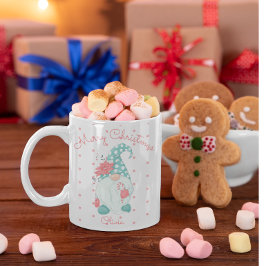 ドットがキュートなメリークリスマスのホリデーグノームコーヒー マグカップ