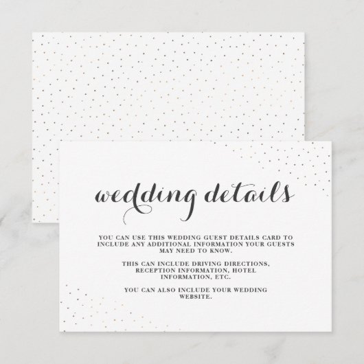 ドットが上品なグレーとホワイトの結婚式の詳細 エンクロージャーカード (正面/裏面)