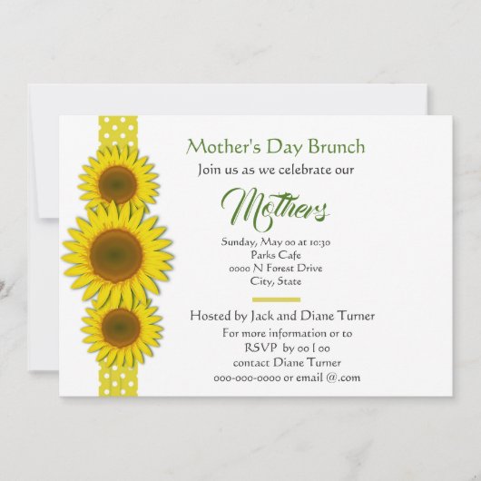ドットとひまわりの母の日招待状 招待状 (正面)