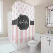 ドットとストライプ シャワーカーテン (インサイチュ)
