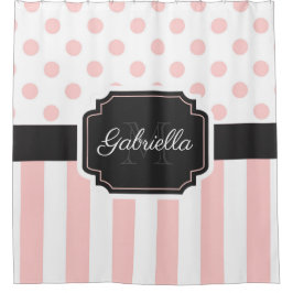 ドットとストライプ シャワーカーテン