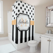 ドットとストライプ シャワーカーテン (インサイチュ)