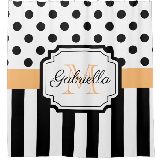 ドットとストライプ シャワーカーテン (正面)