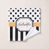 ドットとストライプ バスタオルセット (ウォッシュタオル)