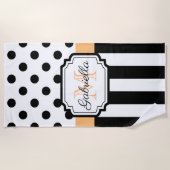 ドットとストライプ ビーチタオル (正面)