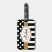 ドットとストライプ ラゲッジタグ (裏面縦)
