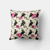 ドットとデイジーフラミンゴ任意の色 クッション (裏面)