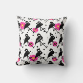 ドットとデイジーフラミンゴ任意の色 クッション (正面)
