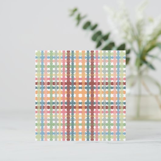 ドットとパステルカラーが織りなすチェック柄パターン シーズンカード (スタンド正面)