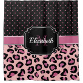 ドットとヒョウ印刷 シャワーカーテン (正面)