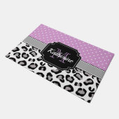 ドットとヒョウ印刷 ドアマット (アングル)