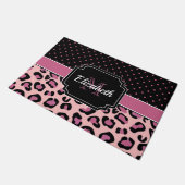 ドットとヒョウ印刷 ドアマット (アングル)