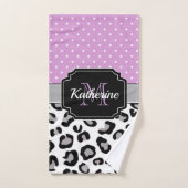 ドットとヒョウ印刷 バスタオルセット (ハンドタオル)