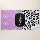 ドットとヒョウ印刷 ビーチタオル (正面)