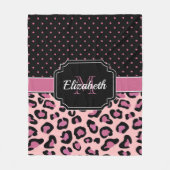 ドットとヒョウ印刷 フリースブランケット (正面)