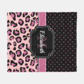 ドットとヒョウ印刷 フリースブランケット (正面(横))