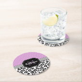 ドットとヒョウ印刷 ラウンドペーパーコースター (インサイチュ)