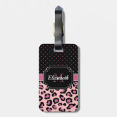 ドットとヒョウ印刷 ラゲッジタグ (裏面縦)