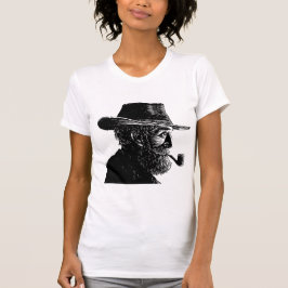 ドットとラインによる肖像画: パイプを吸う賢い老人 Tシャツ