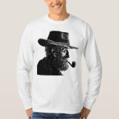 ドットとラインによる肖像: パイプを吸う賢い老人 Tシャツ (正面)