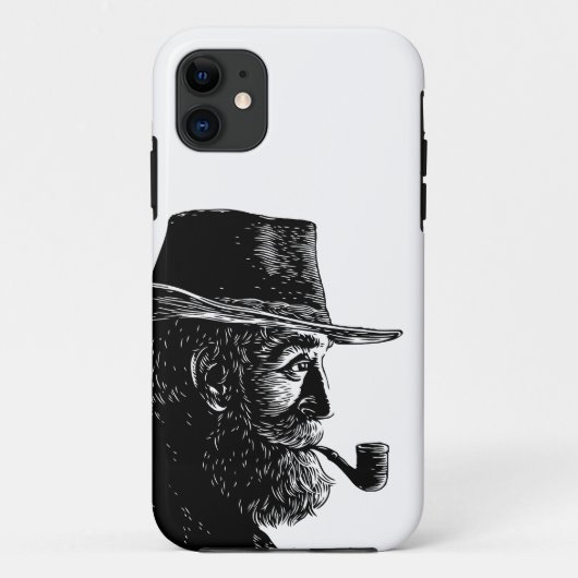 ドットとラインの肖像: パイプをくわえた賢い老人 Case-Mate iPhoneケース (裏面)