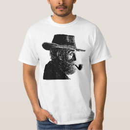 ドットとラインの肖像: パイプをくわえた賢い老人 Tシャツ